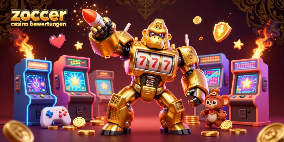 Zoccer casino bewertungen showcases a vivid 3D slot machine transformation, highlighting exciting gaming action with golden details.